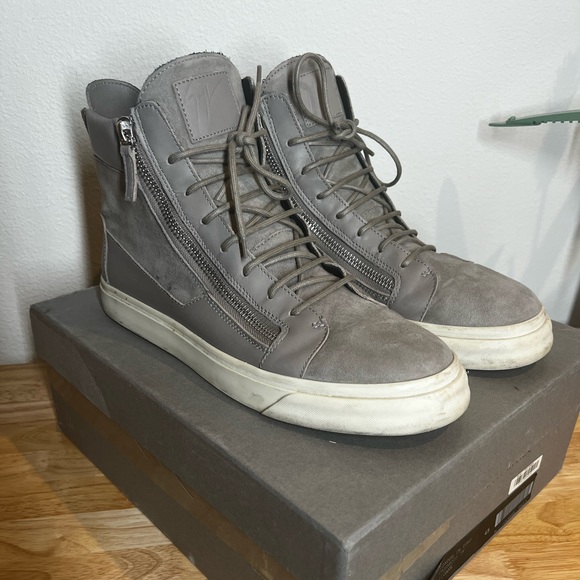 Zanotti Men’s Sneakers - Gray Double Zipper Sz 45 - Picture 1 of 7